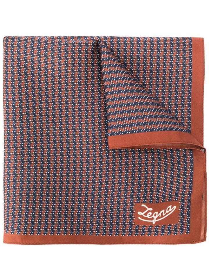 Ermenegildo Zegna Logo Embroidered Scarf - Brown