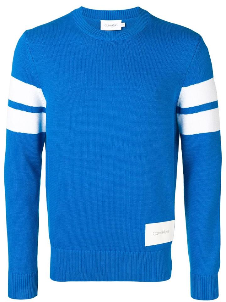 Calvin Klein 205w39nyc Stripe-block Print Sweater - Blue
