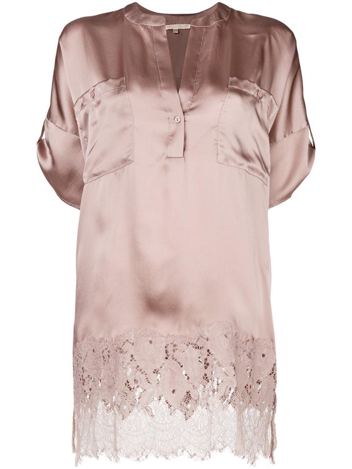 Gold Hawk Lace Trim Blouse - Pink & Purple