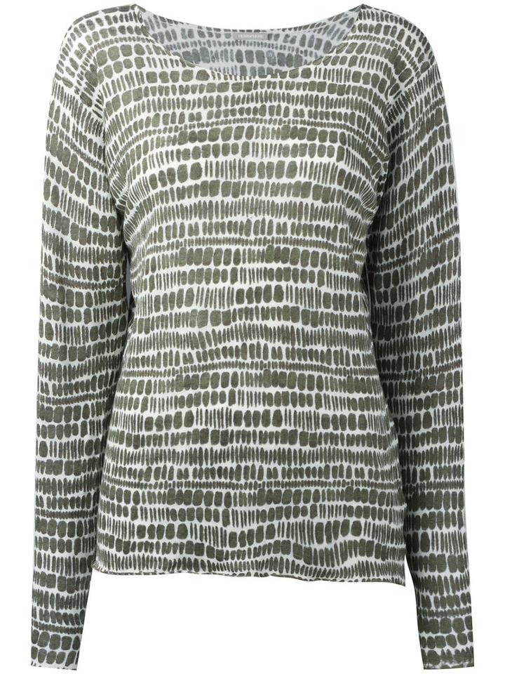 Hemisphere Printed Top, Women's, Size: 38, Green, Linen/flax