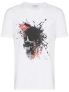 Alexander Mcqueen Skull Paint Print Cotton T Shirt - White