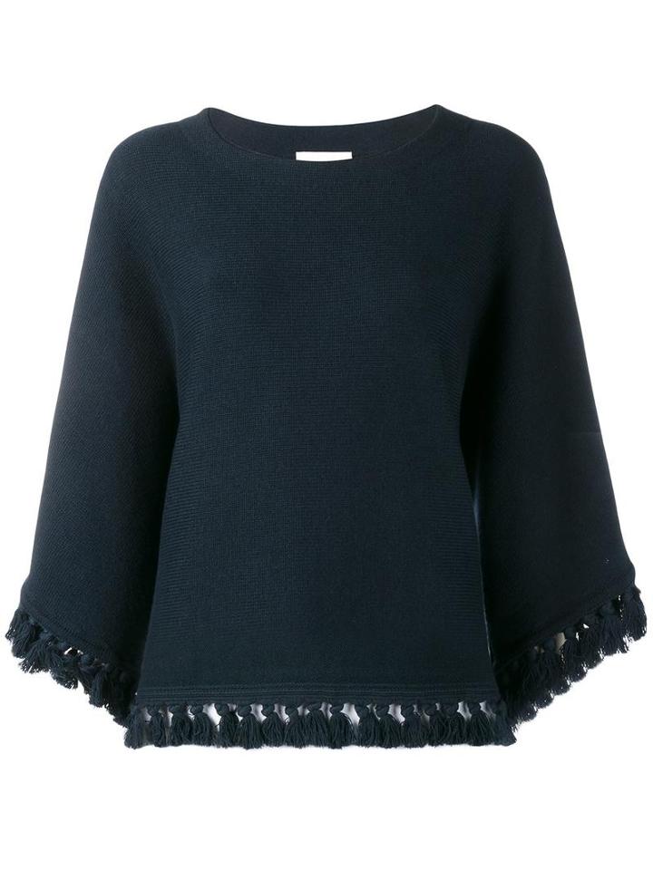 Chloé Fringed Top, Women's, Size: Xs, Blue, Cotton/wool