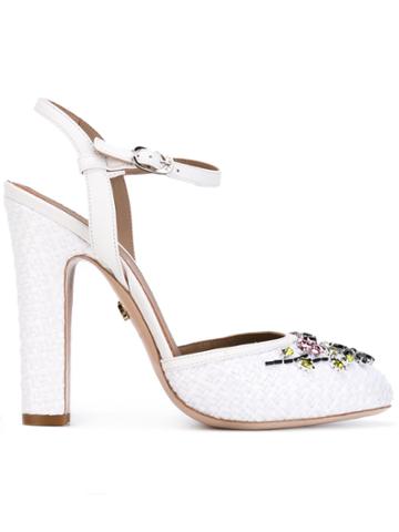 Le Silla Crystal Flower Pumps - White