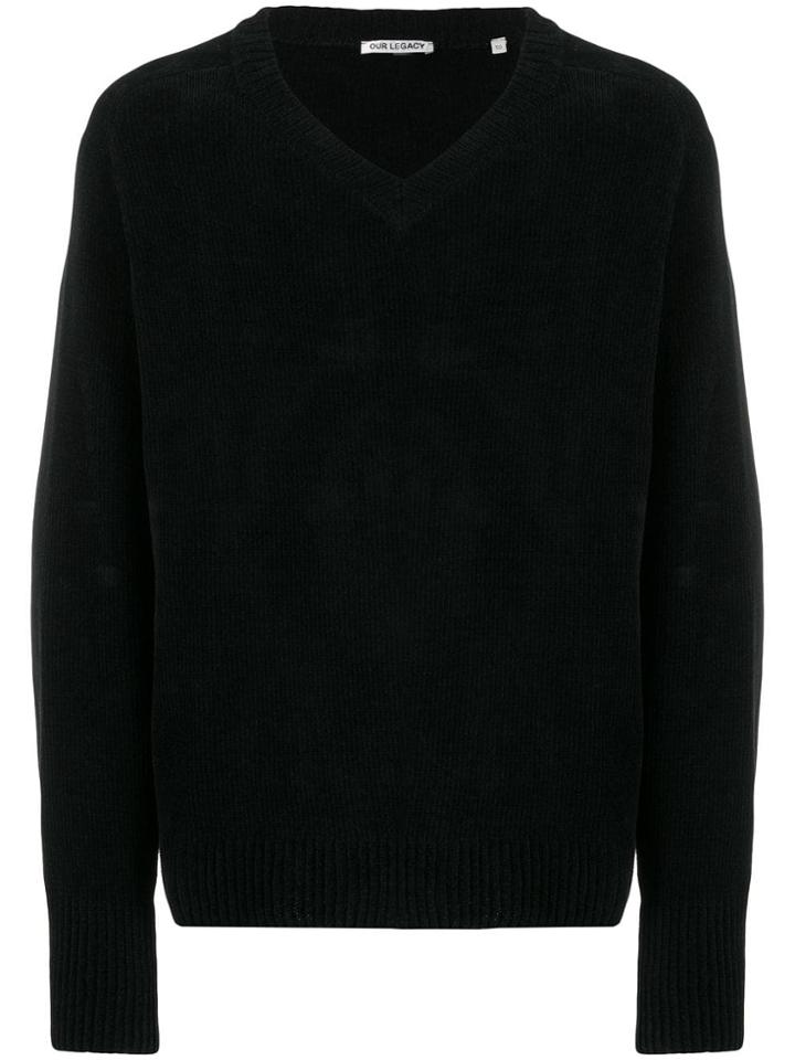 Our Legacy Slouchy V-neck Sweater - Black