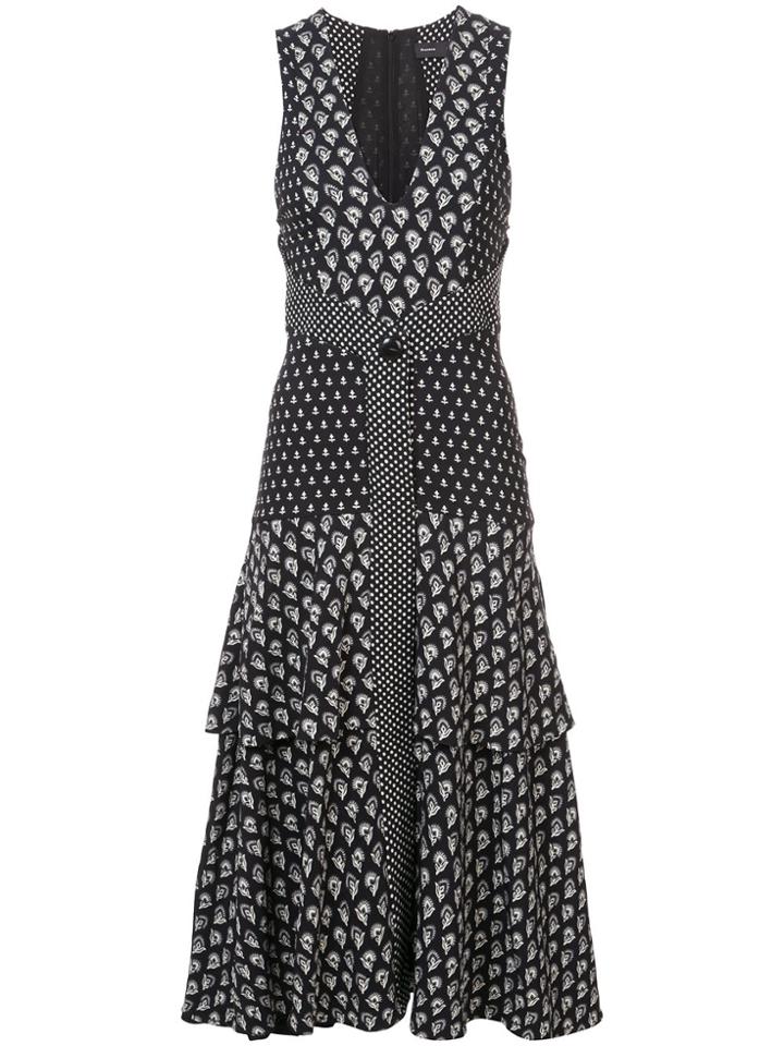 Proenza Schouler Block Print Sleeveless V-neck Dress - Black