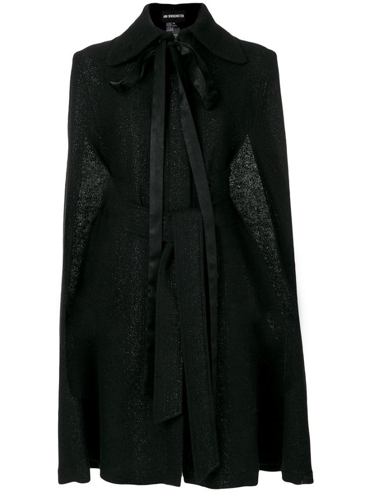 Ann Demeulemeester - Belted Cape - Women - Cotton/nylon/polyester/virgin Wool - 38, Black, Cotton/nylon/polyester/virgin Wool