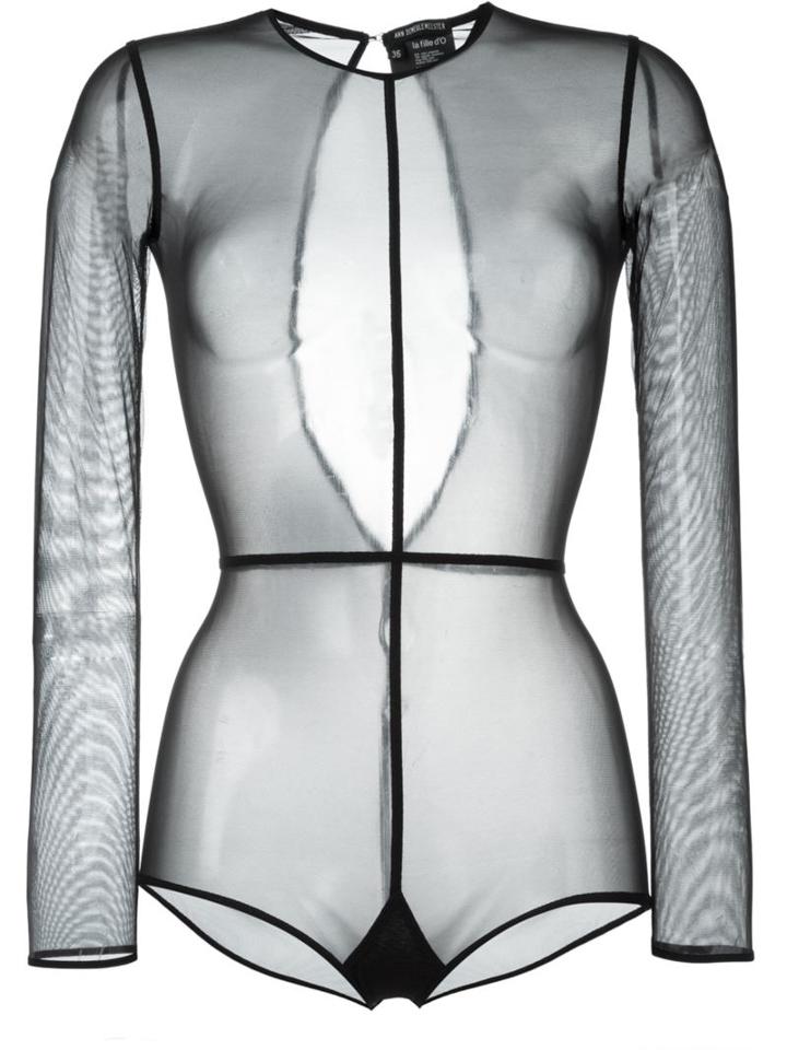 Ann Demeulemeester Open Back Sheer Body, Women's, Size: 40, Black, Cotton/nylon/spandex/elastane