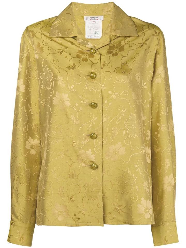 Yves Saint Laurent Pre-owned Floral Jacquard Open Collar Shirt -