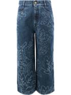 Peter Pilotto Floral Bleach Flared Cropped Jeans - Blue