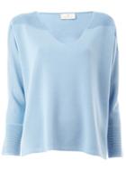 Maison Ullens Cashmere Ribbed Shoulders Blouse, Women's, Size: Small, Blue, Cashmere