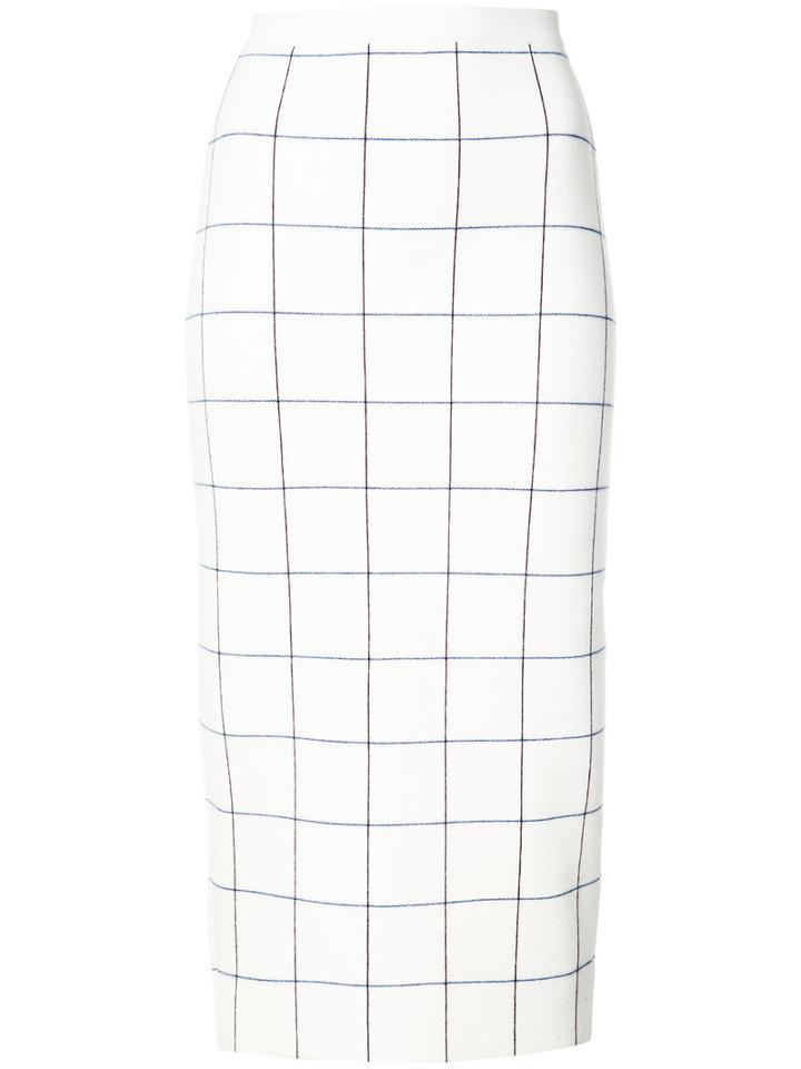 Victoria Beckham - Check Pencil Skirt - Women - Polyamide/spandex/elastane/wool - 2, White, Polyamide/spandex/elastane/wool