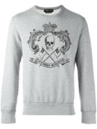 Alexander Mcqueen Skull Crest Sweatshirt, Men's, Size: Xl, Grey, Cotton