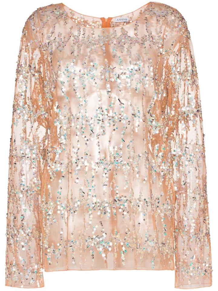 Ashish Sequin Embellished Top - Neutrals