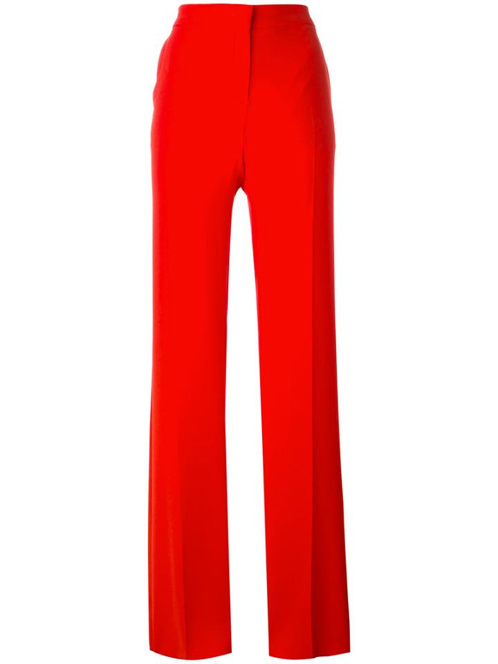 Max Mara Studio - Straight Leg Trousers - Women - Polyester/triacetate - 44, Women's, Red, Polyester/triacetate