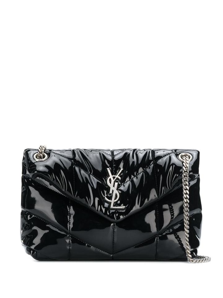 Saint Laurent Loulou Puffer Vinyl Shoulder Bag - Black