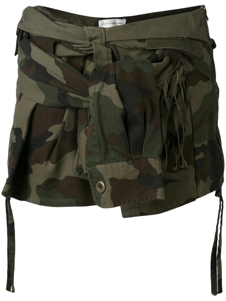 Faith Connexion - Camouflage Print Skirt - Women - Cotton - Xs, Green, Cotton