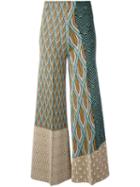 Circus Hotel Printed Panel Palazzo Pants, Women's, Size: 42, Green, Polyester/viscose