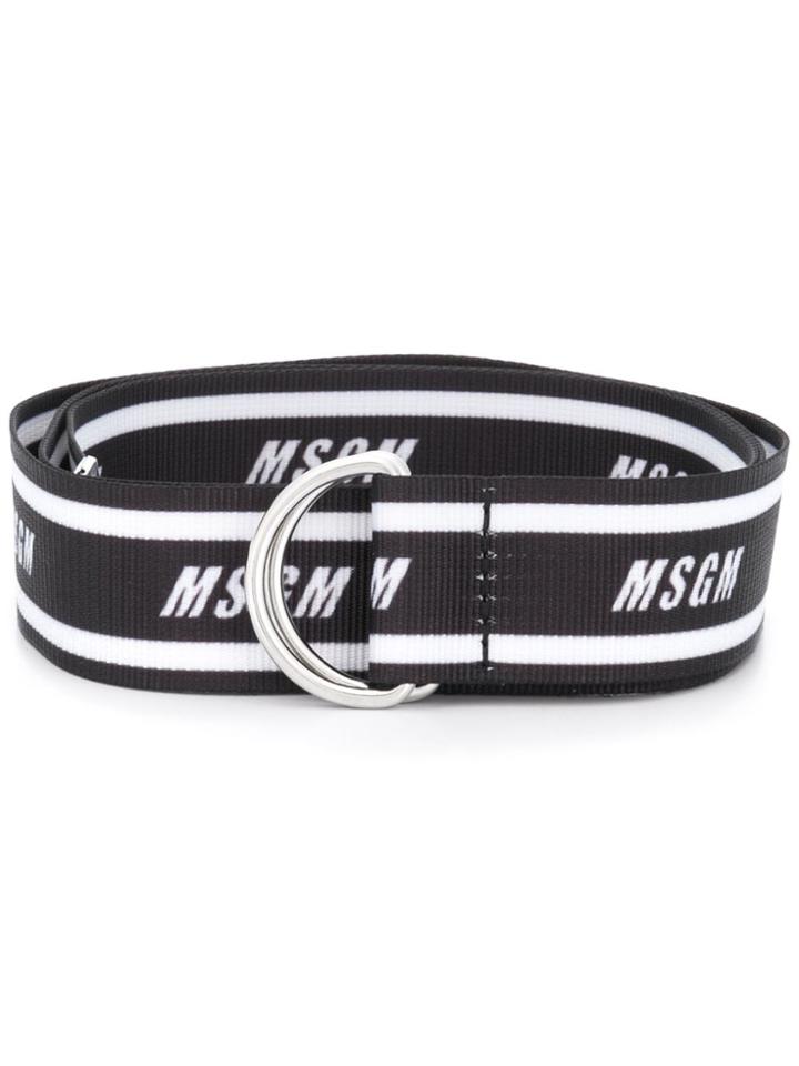 Msgm Logo Printed Belt - Black