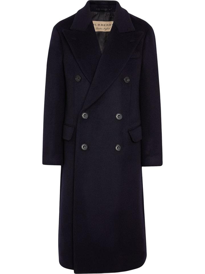 Burberry Double-faced Cashmere Tailored Coat - Blue