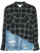 Greg Lauren Contrast Pattern Long Sleeve Shirt - Black