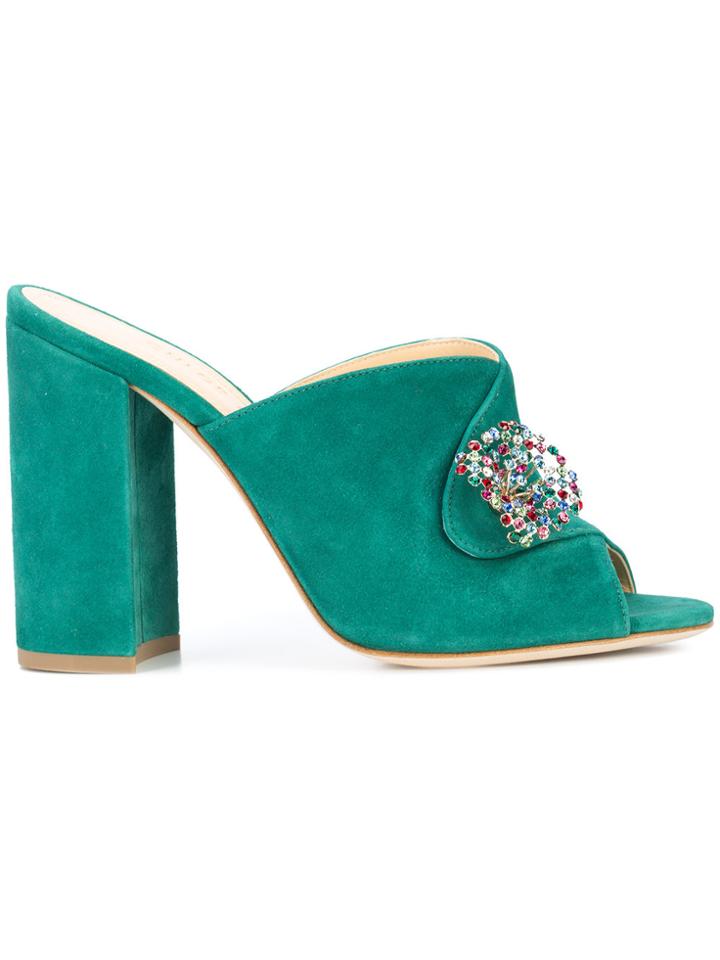 Chloe Gosselin Sienna Embellished Mules - Green