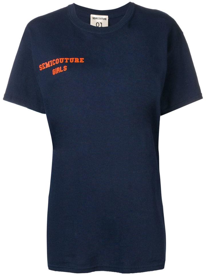 Semicouture Logo Print T-shirt - Blue