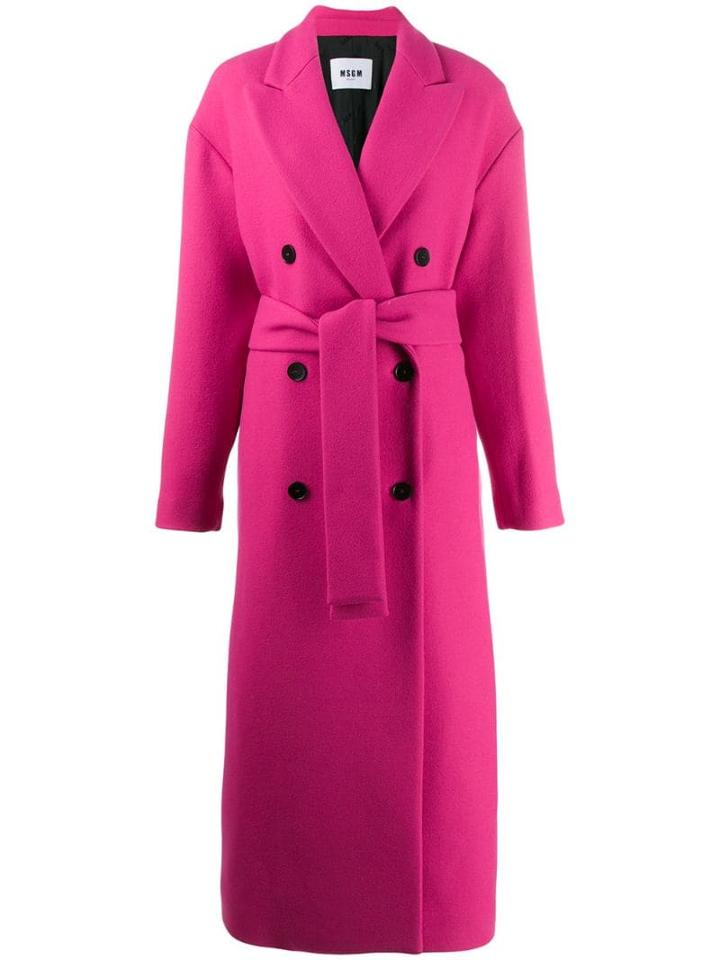 Msgm Double Breasted Overcoat - Pink