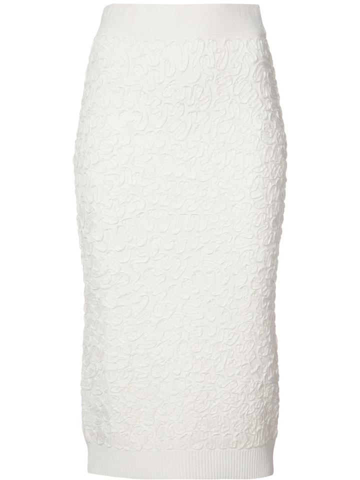Michael Kors Textured Skirt, Women's, Size: Large, White, Polyester/viscose