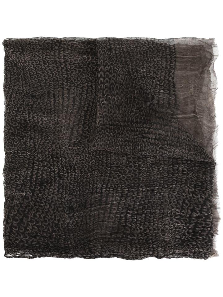 Uma Wang Printed Scarf, Adult Unisex, Grey, Cotton