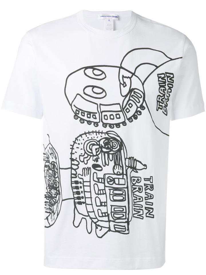 Comme Des Garçons Shirt Printed T-shirt, Men's, Size: Small, White, Cotton