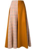 Golden Goose Deluxe Brand Check Panel Maxi Skirt - Brown