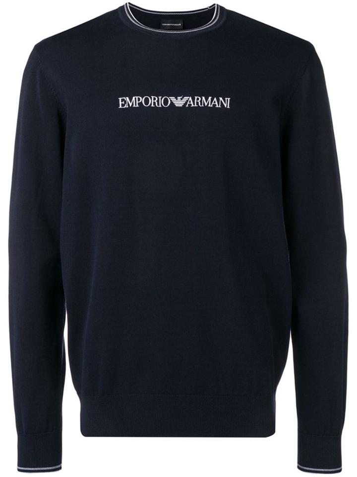 Emporio Armani Embroidered Logo Jumper - Blue