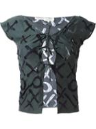Romeo Gigli Vintage Noughts And Crosses Printed Top, Women's, Size: 40, Grey