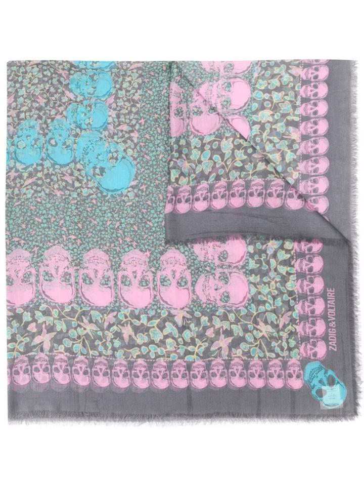 Zadig & Voltaire Skull Print Scarf - Grey