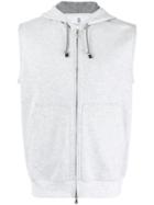 Zip Up Sleeveless Hoodie - Men - Cotton/polyamide - L, Grey, Cotton/polyamide, Brunello Cucinelli