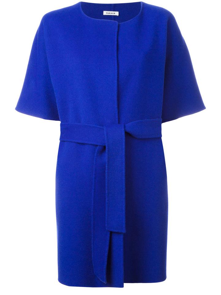 P.a.r.o.s.h. Flappy Lapel Open Coat, Women's, Size: Large, Blue, Wool