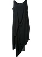 Yohji Yamamoto Asymmetric Draped Dress, Women's, Size: 1, Black, Cotton/rayon