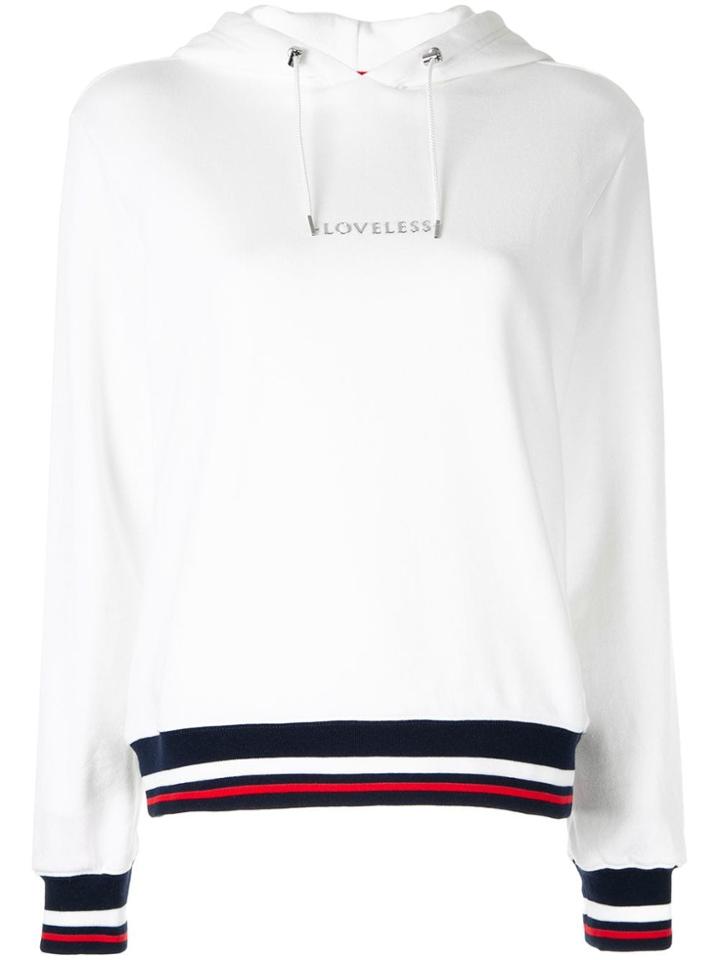 Loveless Logo Striped Hoodie - White