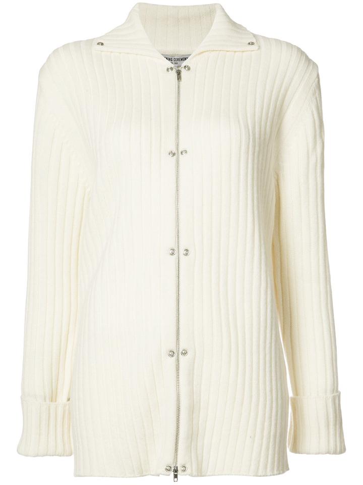 Opening Ceremony - Rib Snap Cardigan - Women - Cashmere/wool - M, White, Cashmere/wool