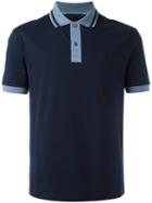 Prada Contrast Collar Polo Shirt, Men's, Size: Xl, Blue, Cotton/spandex/elastane