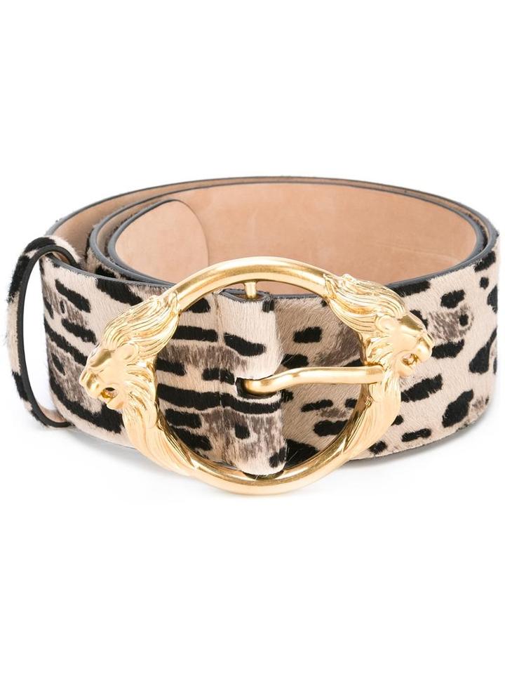 Roberto Cavalli Animal Print Belt, Women's, Size: Large, Black, Calf Leather/leather