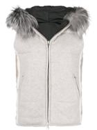 N.peal Fox Fur Trim Gilet - Nude & Neutrals