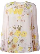 Giambattista Valli Floral Print Blouse, Women's, Size: 46, Pink/purple, Silk