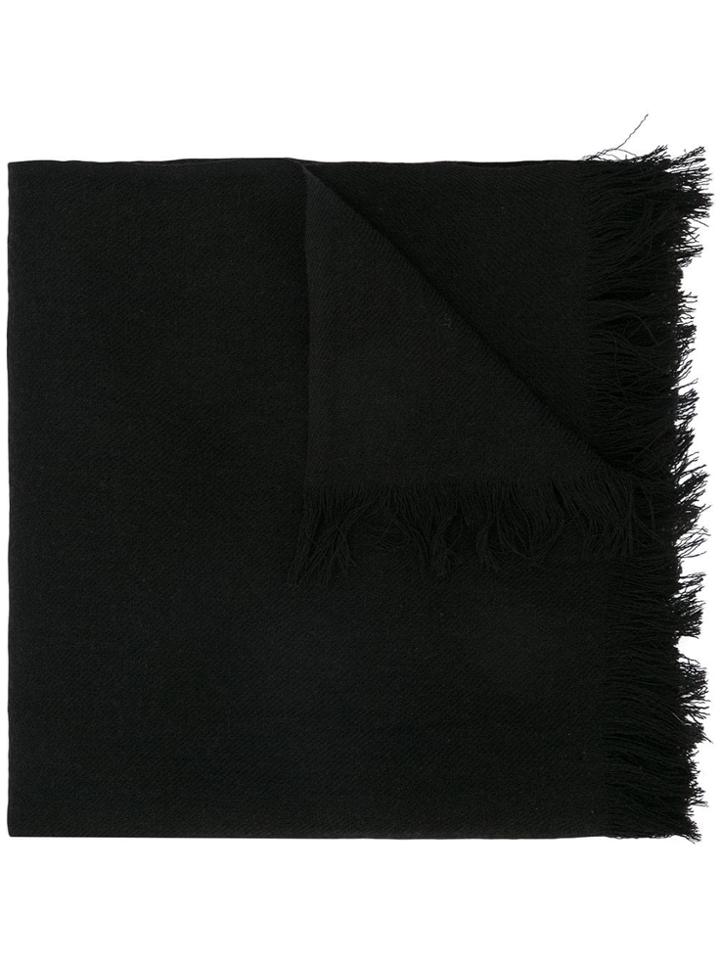 Yohji Yamamoto Frayed Hem Scarf - Black