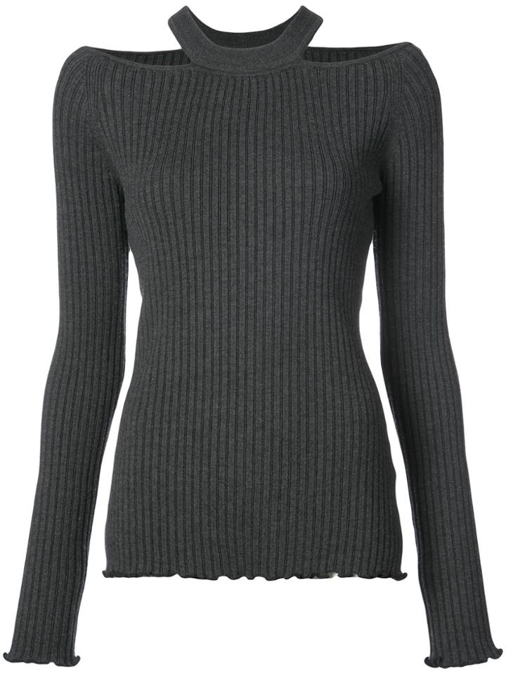 Jason Wu Cutout Ribbed Top - Grey