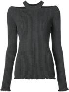 Jason Wu Cutout Ribbed Top - Grey