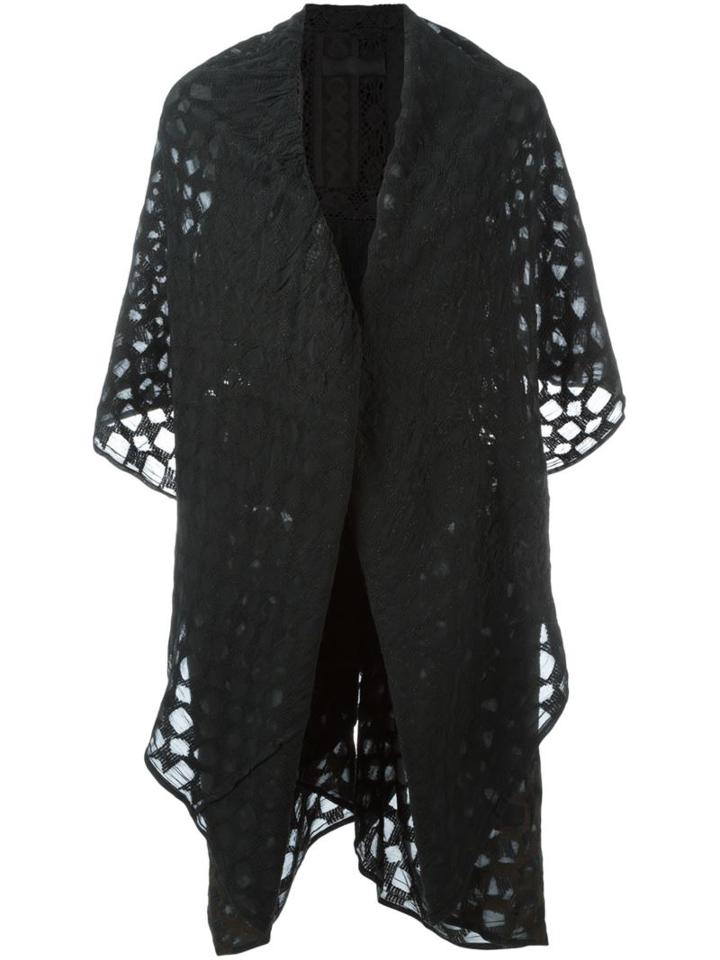 Marc Le Bihan Sheer Pattern Cape, Women's, Size: 40, Black, Silk/cotton/polyamide/wool