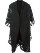 Marc Le Bihan Sheer Pattern Cape, Women's, Size: 40, Black, Silk/cotton/polyamide/wool