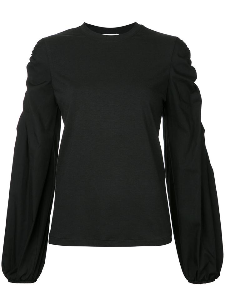 Co-mun - Loose Longsleeves T-shirt - Women - Cotton/spandex/elastane/tencel - 36, Black, Cotton/spandex/elastane/tencel