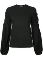 Co-mun - Loose Longsleeves T-shirt - Women - Cotton/spandex/elastane/tencel - 36, Black, Cotton/spandex/elastane/tencel